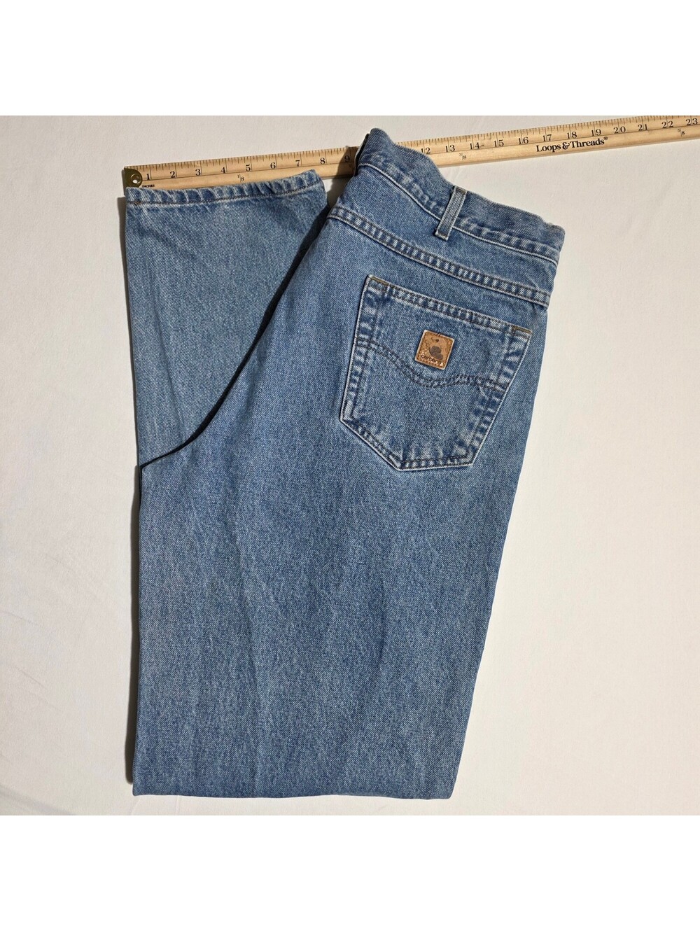 Carhartt B17 STW Relaxed Fit Jeans 38x36 Blue Stonewash Tapered Leg Heavy Denim
